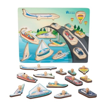 Adena Montessori Wooden Transport Puzzle for Kids 3-5