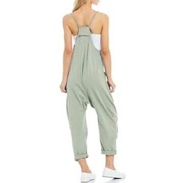 Tongmingyun Womens Casual Sleeveless Jumpsuits Spaghetti Strap Loose Romper Long Pants with Pockets