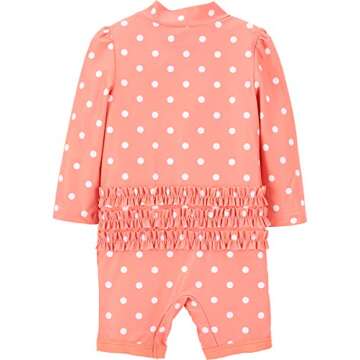 Simple Joys by Carter's Girls' 2-Pack 1-Piece Zip Rashguards, Navy Sea Friends/Peach Dots, 6-9 Months