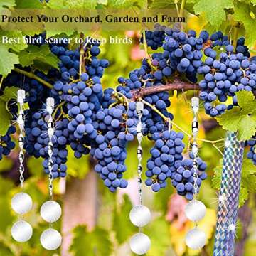 Bird Devices Outdoor Set, Bird Reflective Rods and Tape, Double-Sided Bird Reflector, Reflective Pinwheels with Stakes