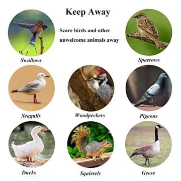 Bird Devices Outdoor Set, Bird Reflective Rods and Tape, Double-Sided Bird Reflector, Reflective Pinwheels with Stakes