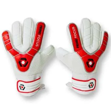 Prime Focus RED Goalie Gloves - Durable Youth Sports Gear