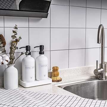 Janxin Glass Soap Dispenser Set for Kitchen & Bathroom