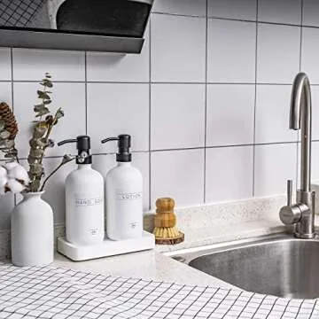 Janxin Glass Soap Dispenser Set for Kitchen & Bathroom