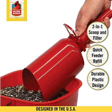 More Birds Quick Release Seed Scoop - 1.33 lb Capacity Bird Seed Dispenser