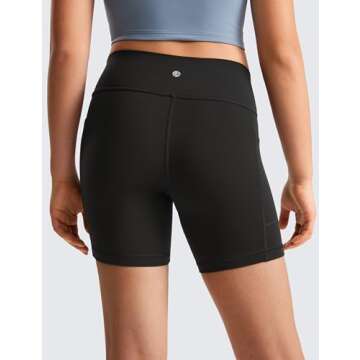 CRZ YOGA Girls Butterluxe Athletic High Waist Biker Shorts with Pockets - Lounge Active Dance Yoga Running Kids Teen Black Large