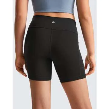 CRZ YOGA Girls Butterluxe Athletic High Waist Biker Shorts with Pockets - Lounge Active Dance Yoga Running Kids Teen Black Large