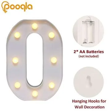 Pooqla LED Marquee Letter Lights Sign, Light Up Alphabet Letter for Home Party Wedding Decoration O