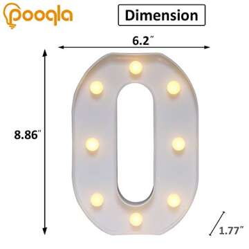 Pooqla LED Marquee Letter Lights Sign, Light Up Alphabet Letter for Home Party Wedding Decoration O