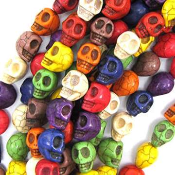 yueton Pack of 50 DIY Mixed Color Turquoise Skull Head Loose Spacer Beads for Jewelry Making