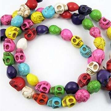 50 Mixed Color Turquoise Skull Loose Bead Pack for DIY Jewelry