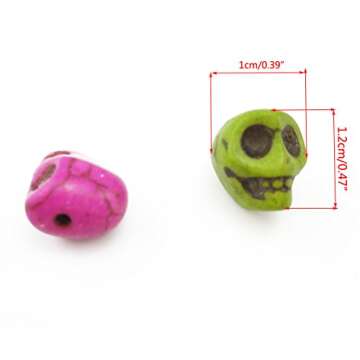 50 Mixed Color Turquoise Skull Loose Bead Pack for DIY Jewelry