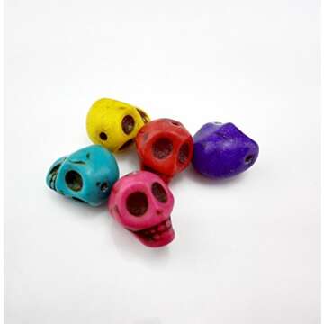 50 Mixed Color Turquoise Skull Loose Bead Pack for DIY Jewelry