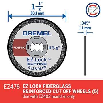 Dremel EZ476 1 1/2-Inch EZ Lock Rotary Tool Cut-Off Wheels for Plastic - 5 Pack