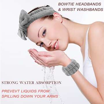 6-Piece Microfiber Spa Headband & Wristbands Set for Women