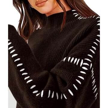 PRETTYGARDEN Women's Chunky Knit Winter Sweaters Casual Long Sleeve Mock Neck Oversized Loose Pullover Sweater Tops (Coffee,Medium)