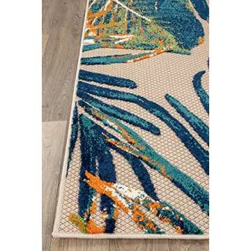 Rugshop Tropical Floral Leaves Indoor/Outdoor Area Rug 5' x 7' Multi