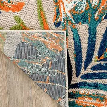 Rugshop Tropical Floral Leaves Indoor/Outdoor Area Rug 5' x 7' Multi