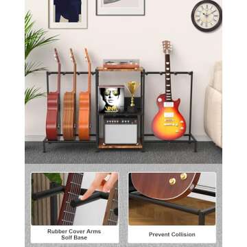 LIFXIZE Guitar Stand for Acoustic Multiple Guitars Holder with 3-tier Storage Shelf, Guitars Display...