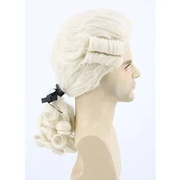 Topcosplay Mens Funny Wigs Colonial Historical Judge Costume Wig Beige Halloween Cosplay Party Wigs