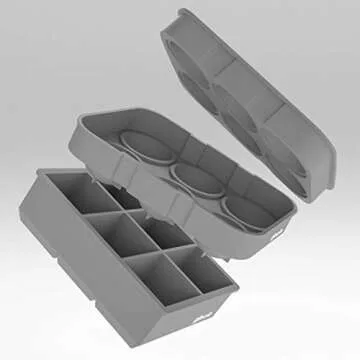 glacio Large Silicone Ice Cube Mold Combo – Durable Flexible Maker for Whiskey, Cocktails – Perfect for Craft, Whiskey Ice Balls, and Cocktail Cubes