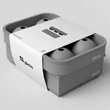 glacio Large Silicone Ice Cube Mold Combo – Durable Flexible Maker for Whiskey, Cocktails – Perfect for Craft, Whiskey Ice Balls, and Cocktail Cubes