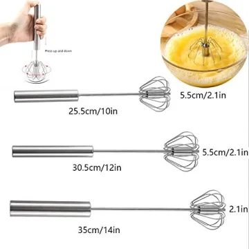 Stainless Steel Hand Push Rotary Whisk - 3PCS Set