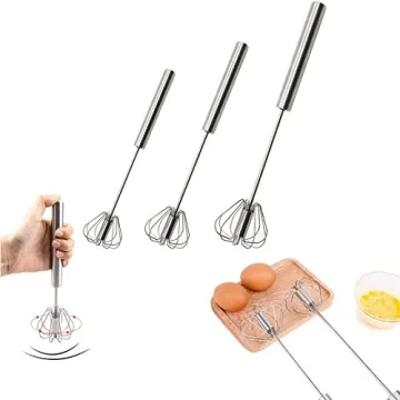 Stainless Steel Hand Push Rotary Whisk - 3PCS Set