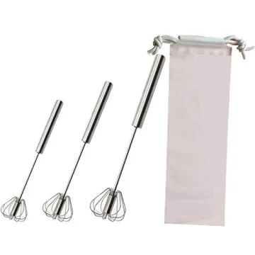 Stainless Steel Hand Push Rotary Whisk - 3PCS Set