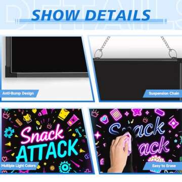 Hosim LED Message Writing Board - 28" Illuminated Neon Sign for Promotions and Creativity