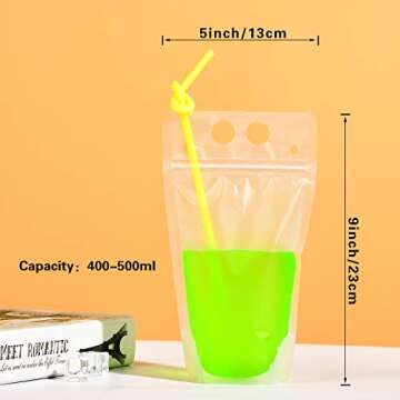 PLESIU RUIYUXIN 50 Pack Stand Up Drink Bags with Straws