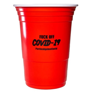 Parties Against Covid Disposable Plastic Red Party Cups / Custom Design Fuck Off Covid-19 (24pcs) LV...