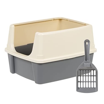 Amazon Basics Large Cat Litter Box with Scoop and High Sides