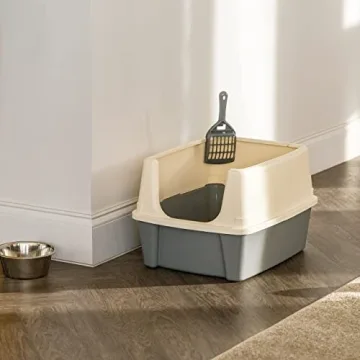 Amazon Basics Large Cat Litter Box with Scoop and High Sides
