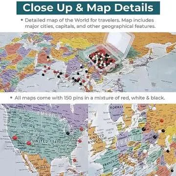 Push Pin Travel Maps - Customizable Blue Oceans World with Rustic Black Frame- 27.5" x 39.5" - 8 Handcrafted Frame Options - Made in USA - Ideal for Adventurous Travelers