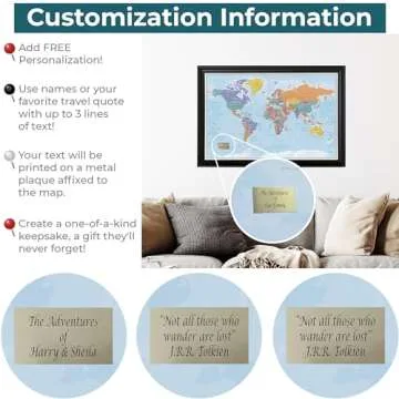 Push Pin Travel Maps - Customizable Blue Oceans World with Rustic Black Frame- 27.5" x 39.5" - 8 Handcrafted Frame Options - Made in USA - Ideal for Adventurous Travelers
