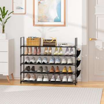 OYREL Shoe Rack 5 Tier Shoe Organizer Shoe Storage 20-25 Pairs Shoe Rack for Closet Shoe Rack Organi...