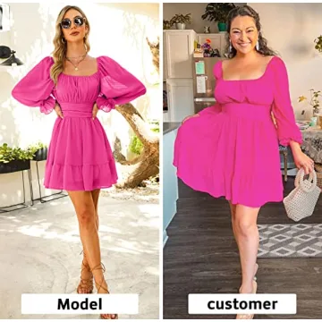 Chic EXLURA Lantern Sleeve Dress for Fashion Lovers