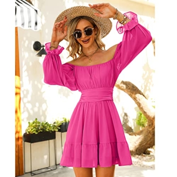 Chic EXLURA Lantern Sleeve Dress for Fashion Lovers
