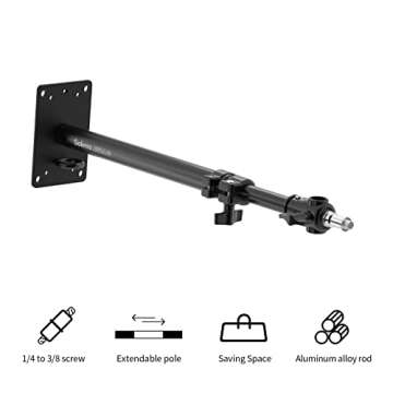 Selens Photography Studio Wall Mount, Camera Wall Ceiling Mount Boom Arm Up to 22" for Photo Video M...