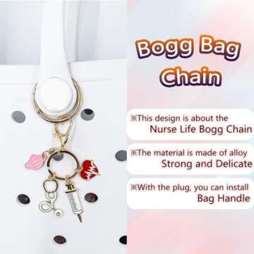 NZDWY Nurse Life Keychain Charm for Bogg Bag,Nurse Accessories for Bogg Bag ，Compatible with Simply Southern Tote，key Charm (nurse1)