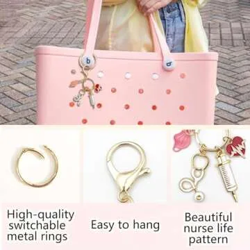 NZDWY Nurse Life Keychain Charm for Bogg Bag,Nurse Accessories for Bogg Bag ，Compatible with Simply Southern Tote，key Charm (nurse1)