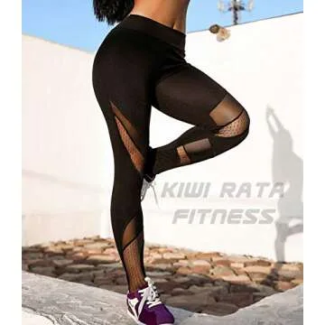KIWI RATA Women Sports Mesh Trouser Gym Workout Fitness Capris Yoga Pant Legging