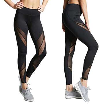KIWI RATA Women Sports Mesh Trouser Gym Workout Fitness Capris Yoga Pant Legging