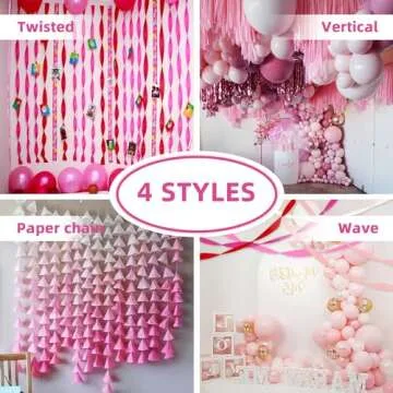 PIGETALE Crepe Paper Streamers 8 Rolls 656ft, Pack of Red, Hot Pink, Peach and White Party Streamers for Bachelorette Girl Birthday Party Baby Shower Reunion Wedding Decorations (1.8Inch x 82Ft/Roll)