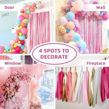 PIGETALE Crepe Paper Streamers 8 Rolls 656ft, Pack of Red, Hot Pink, Peach and White Party Streamers for Bachelorette Girl Birthday Party Baby Shower Reunion Wedding Decorations (1.8Inch x 82Ft/Roll)