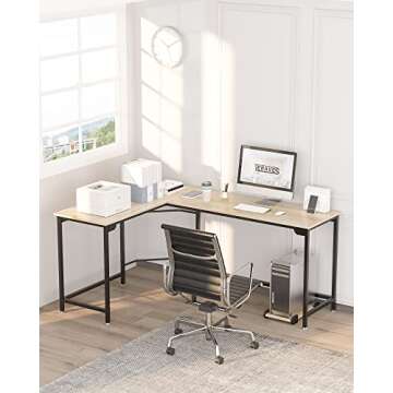 Teraves Modern L-Shaped Desk - 66'' Corner Computer Desk for Home Office