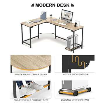 Teraves Modern L-Shaped Desk 66'' Corner Computer Desk