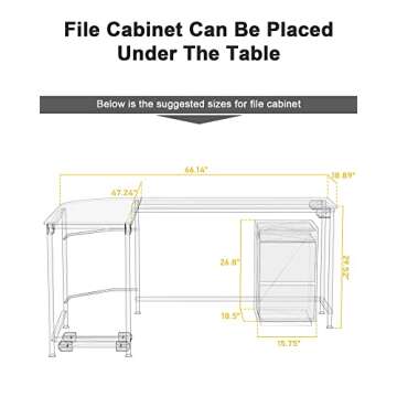 Teraves Modern L-Shaped Desk 66'' Corner Computer Desk
