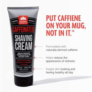 Pacific Shaving Company Caffeinated Shaving Cream - Caffeine, Shea Butter + Spearmint Antioxidant Sh...